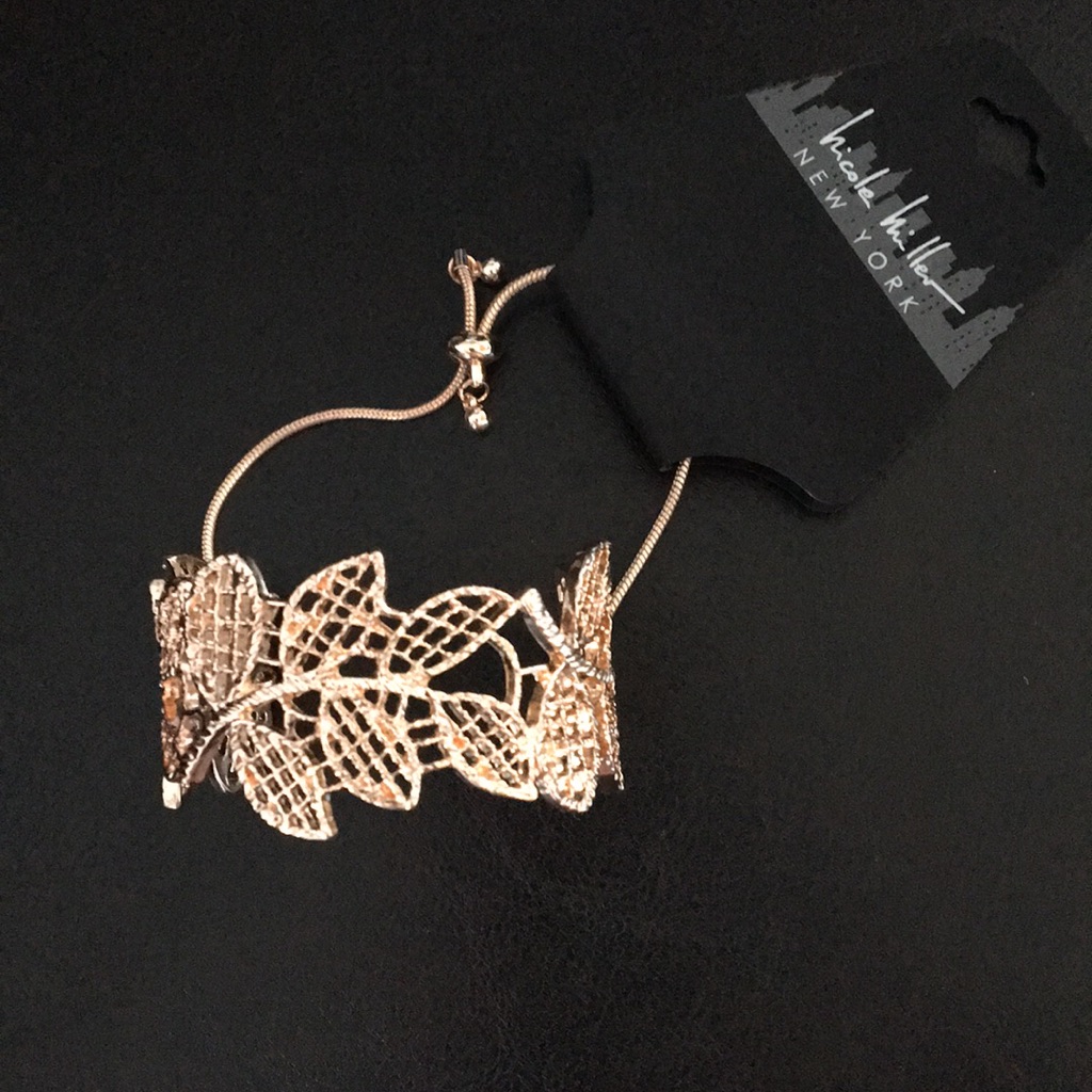 Nicole Miller Rose Gold Adj Leaves Bracelet
